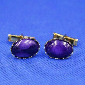GOLD PLATED DEEP PURPLE HOWLITE CUFFLINKS - McGTPP1